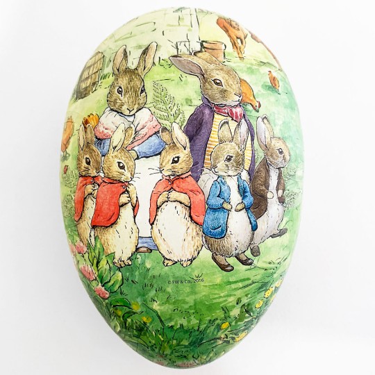 7" Peter Rabbit Bunny Family Papier Mache Easter Egg Container ~ Germany